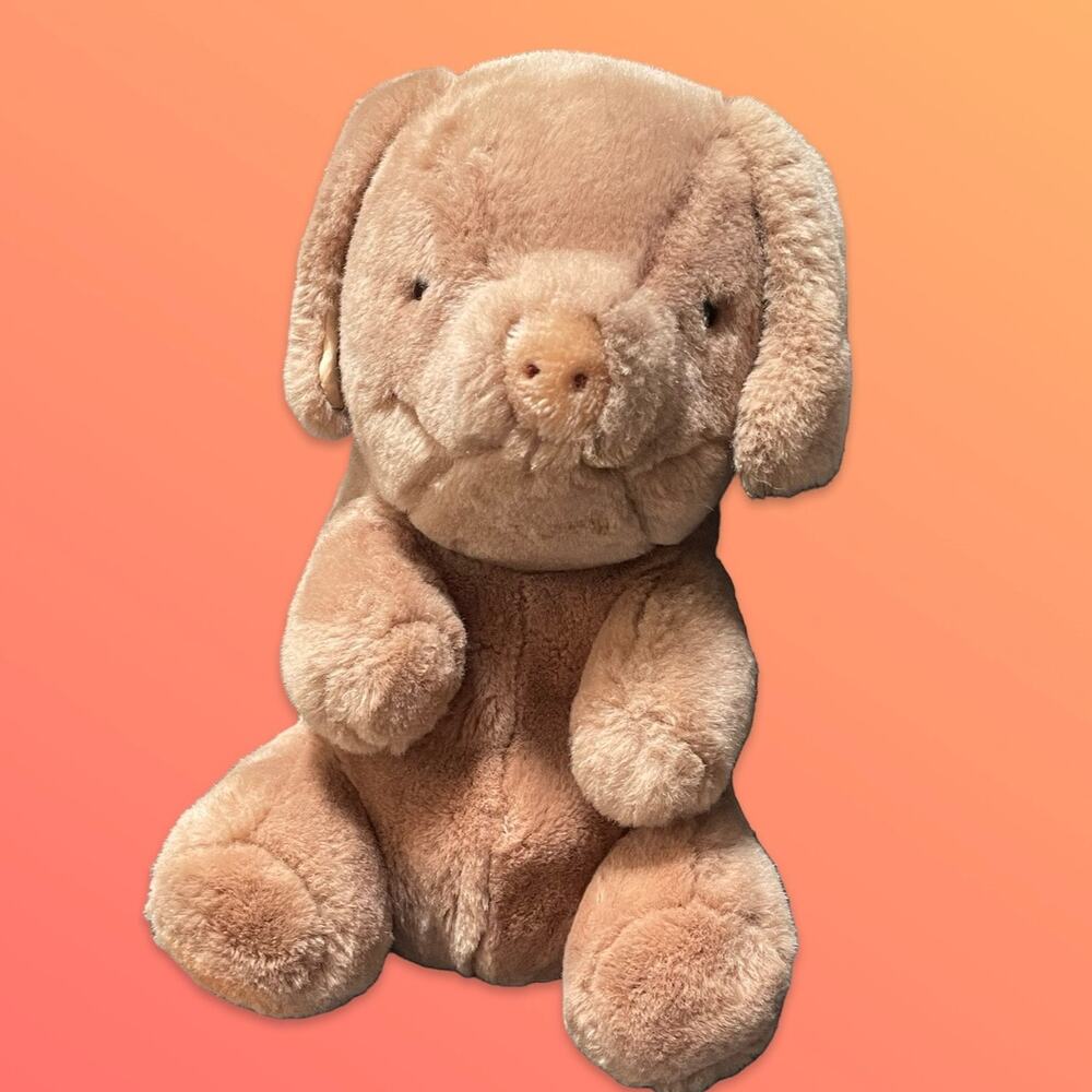 Gund Hamlet the Pig Vintage Plush 12" Mauve Pink Stuffed Animal 1980 READ FLAW